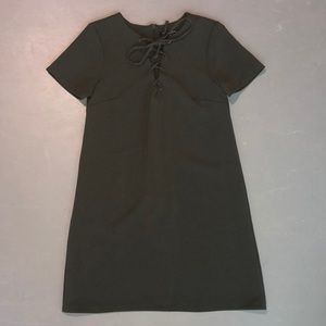 Army green T-shirt style dress